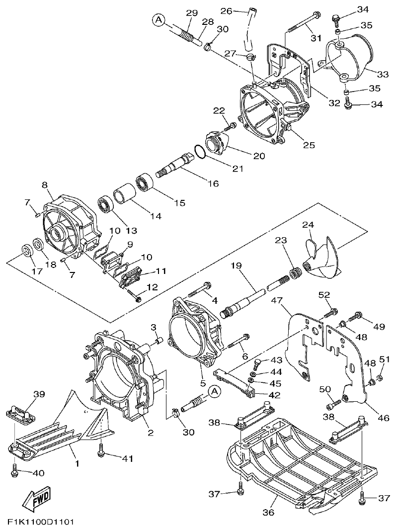 Yamaha F1KB JET UNIT 1 parts diagram